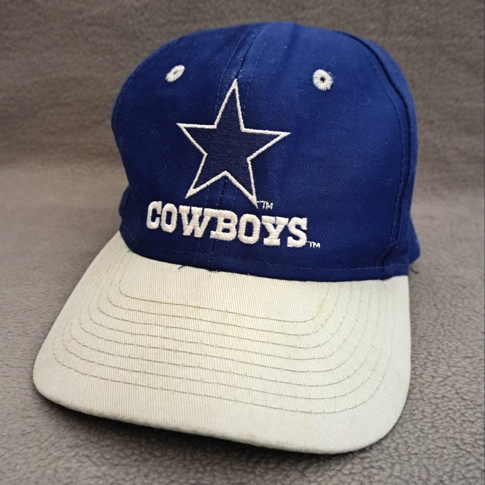 Vintage Dallas Cowboys Hat LOGO 7 Adult OSFM Embroidered Spellout Blue NFL 90's